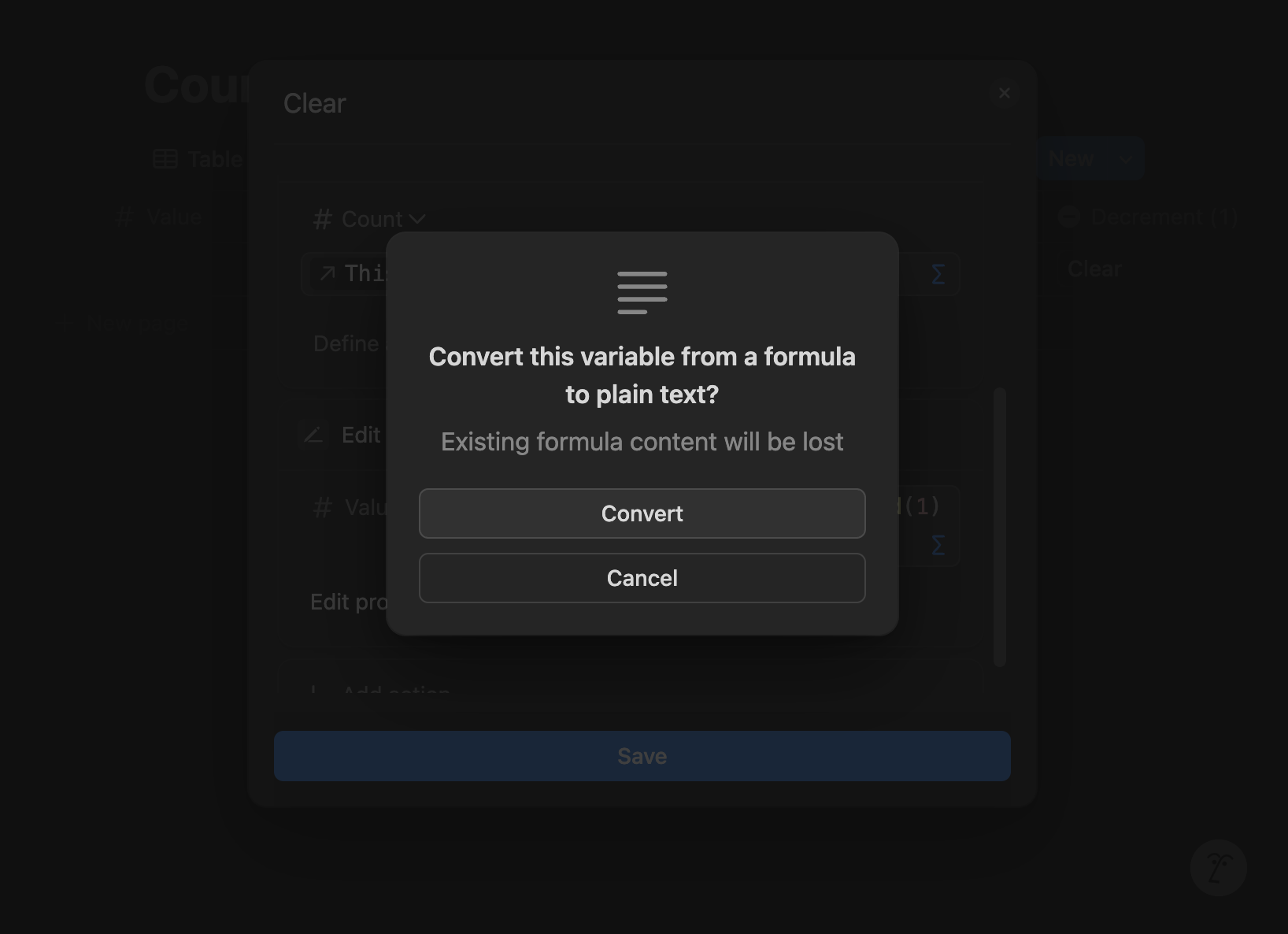 Converting formula to text
