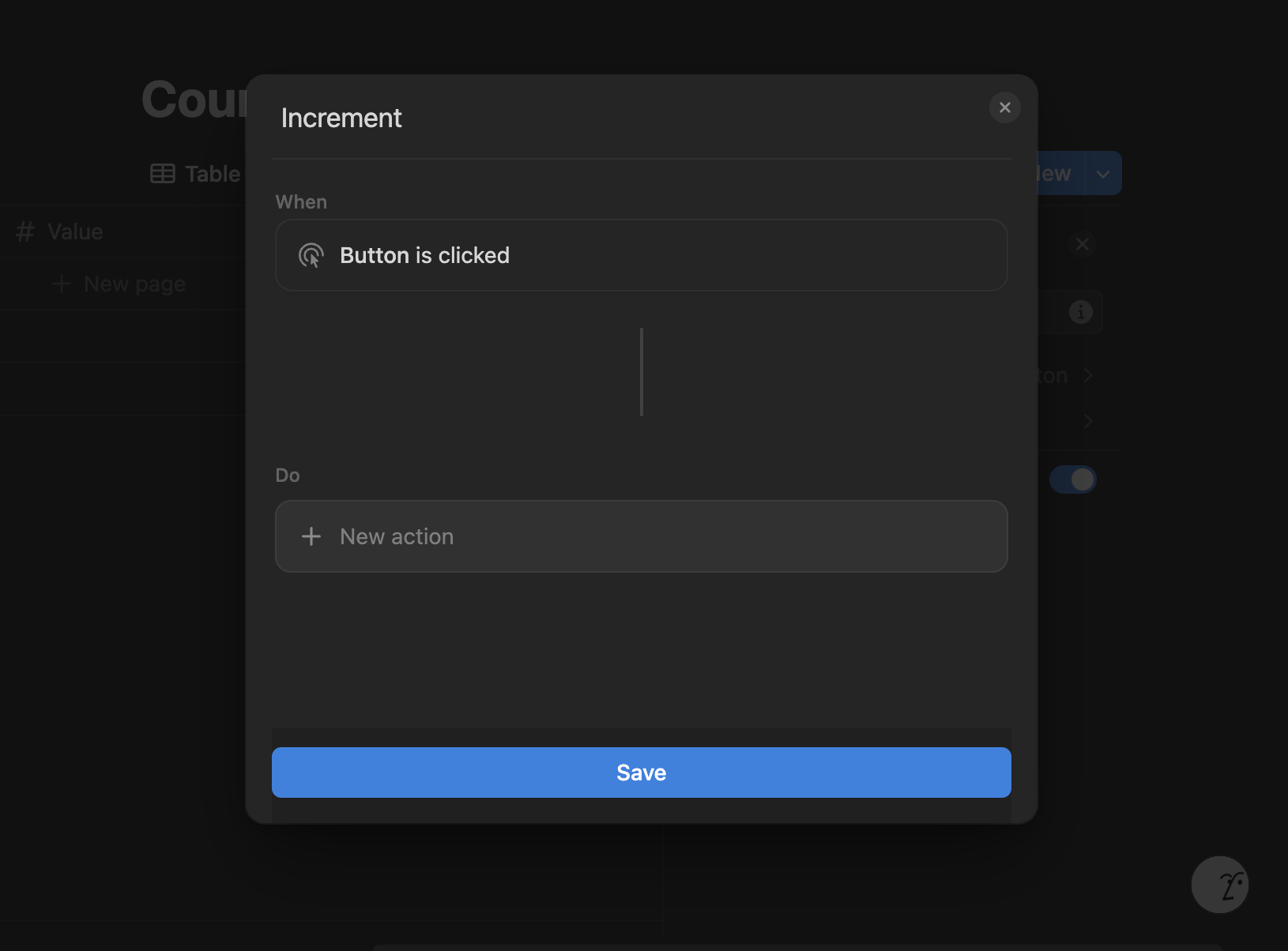 Editing an increment button