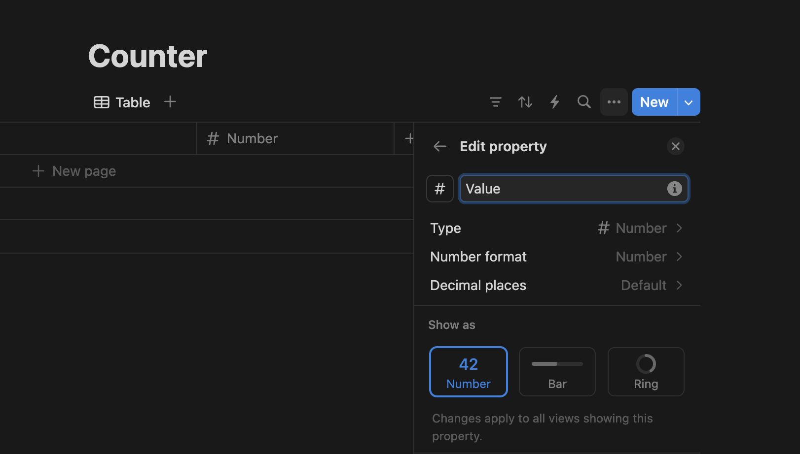 Adding a new number property